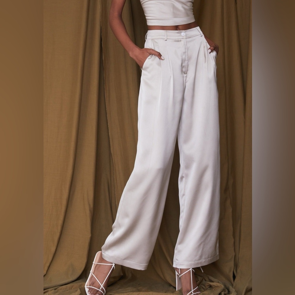 Jaxon Champagne Satin Wide Leg Trousers (S)